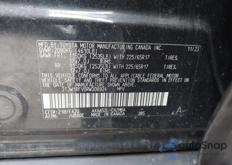 2024 Toyota Rav4 Xle z USA, uszkodzony, nr VIN 2T3W1RFV0RW308924